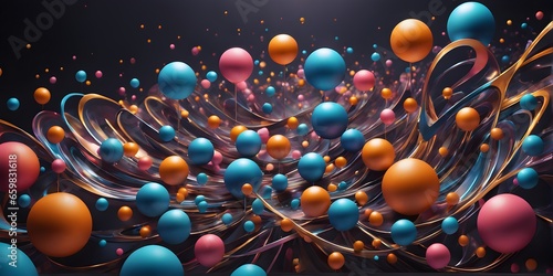 Abstract 3D Background, 3D Balls, Generative AI
