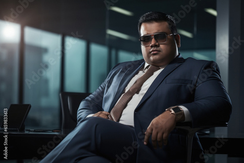 Senior fat businessman in suit