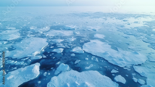 Drone's Arctic Odyssey: Capturing the Majestic Ice Floes Adrift in the Sea