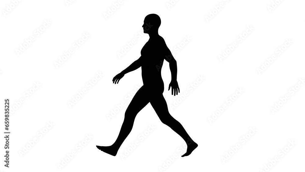 Silhouette of a beautiful young athletic man walking, transparent background. 3d illustration (rendering). Silhouette of a beautiful young athletic man walking, transparent background. 3d illustration (rendering).