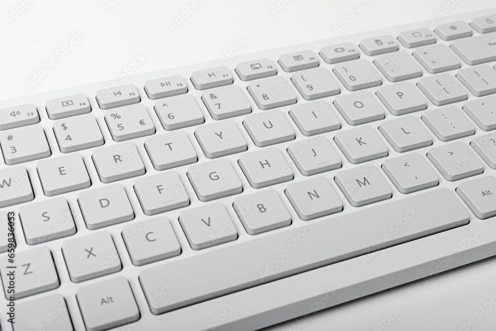 White Keyboard Keys, Macro Shot of Keyboard Buttons White Keyboard Keys, Macro Shot of Keyboard Buttons