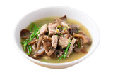 Spicy brown jelly mushroom soup with pork, Local Thai food