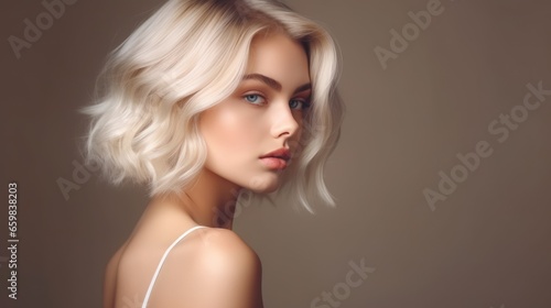 Portrait of beautiful young woman model. beauty fresh skin, wellness or cosmetic concept. Generative ai