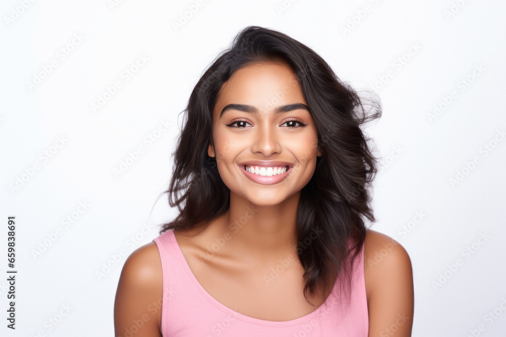 Beautiful indian woman giving happy expression on white background Beautiful indian woman giving happy expression on white background