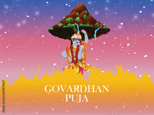 Happy govardhan puja celebration card photo