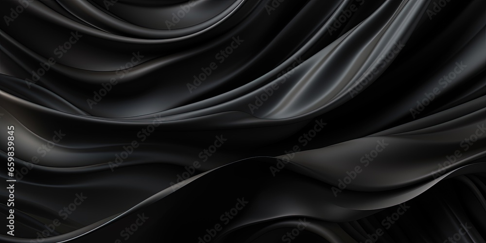 Abstract. Black silk satin texture background. Curtain, drapery. Beautiful soft folds on the fabric. Elegant luxury background with space for design. Abstract. Black silk satin texture background. Curtain, drapery. Beautiful soft folds on the fabric. Elegant luxury background with space for design.