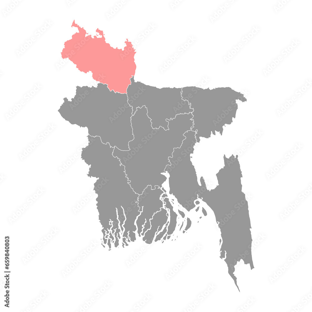 Rangpur division map, administrative division of Bangladesh.