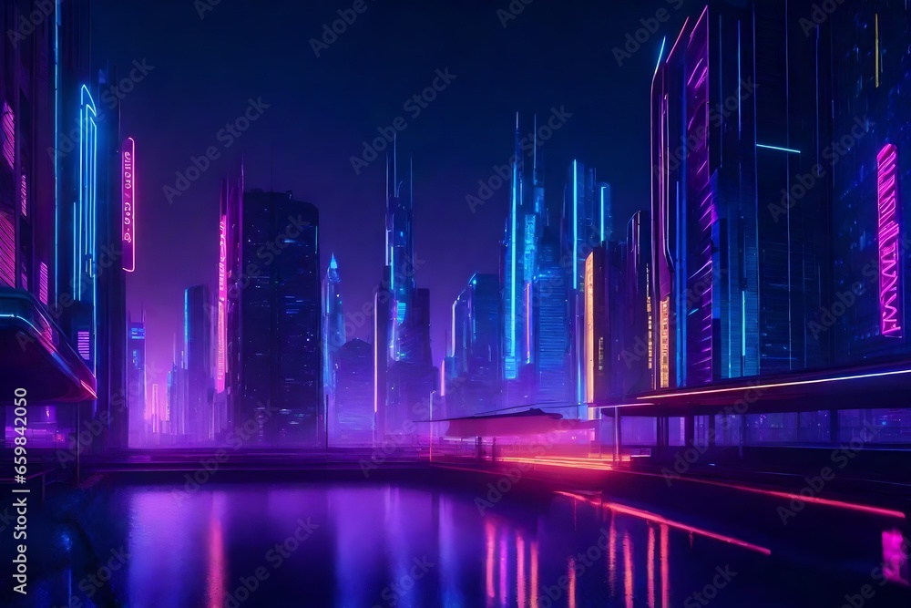 city in the night neon lights