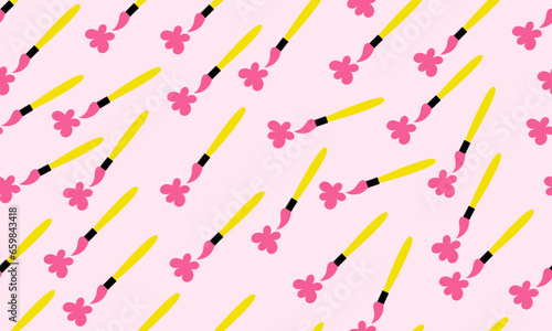  seamless children pinat brush and ink pattern with pink background © chutkupanda