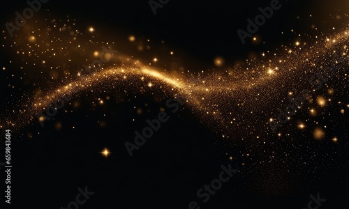Glittering  dust on a white background. Golden sparkling lights. Christmas Holiday glow particle. Magic star effect. Shine background. Festive party design. PNG image, Generative AI