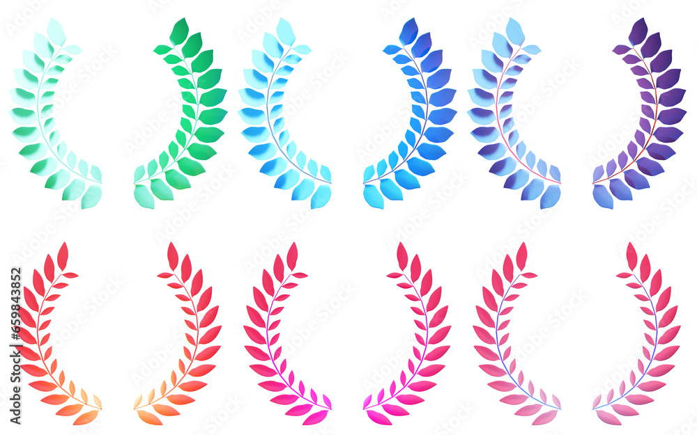 Illustration material of laurel design elements set Illustration material of laurel design elements set