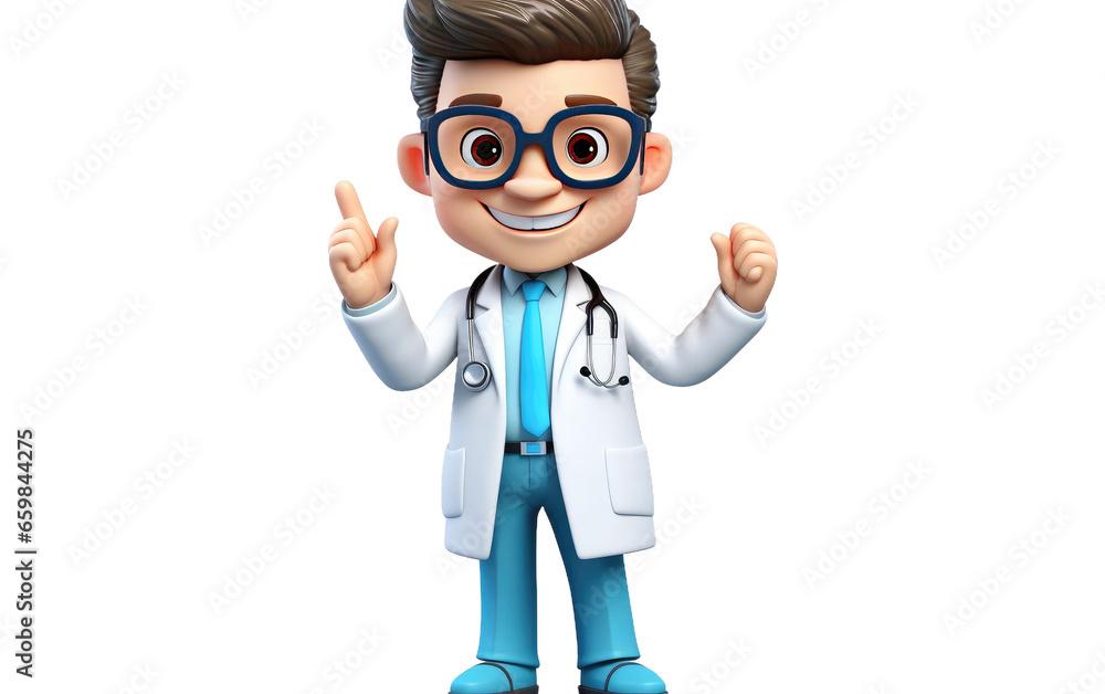 Cheerful 3D Cartoon Doctor transparent PNG