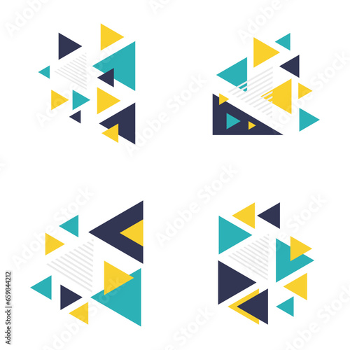 Triangle Corner Shape For Business Template. Geometric Style. Vector Illustration Set. 