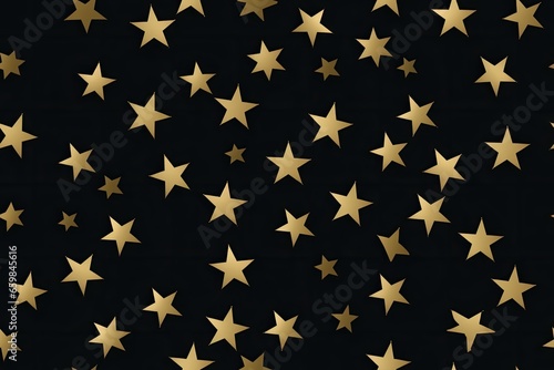 seamless holiday pattern of gold stars on black background. Generative AI