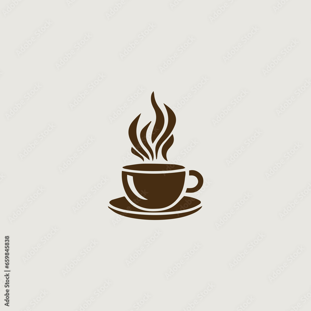 Obraz premium コーヒーをシンボリックに用いたロゴのベクター画像