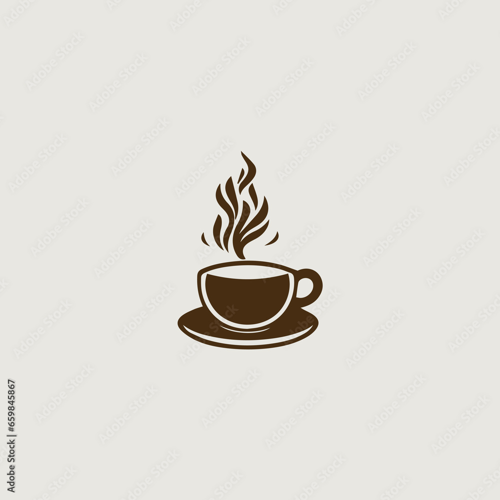 コーヒーをシンボリックに用いたロゴのベクター画像
