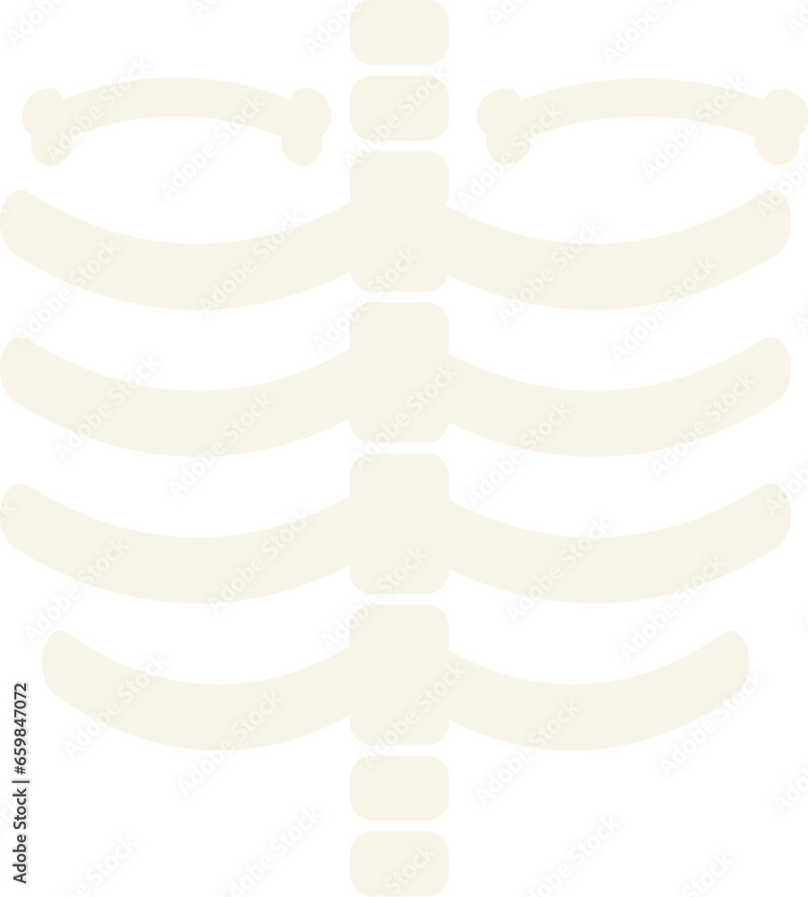 Chest with ribs flat icon. Holiday festive badge sticker. Decorative Skeleton Chest element for scrap booking, greeting card, party invitation. Color vector isolated on white background Chest with ribs flat icon. Holiday festive badge sticker. Decorative Skeleton Chest element for scrap booking, greeting card, party invitation. Color vector isolated on white background