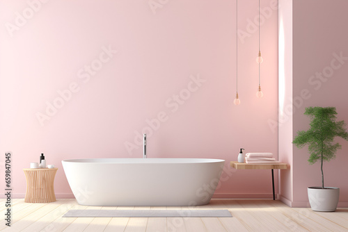 pink modern bathroom interior