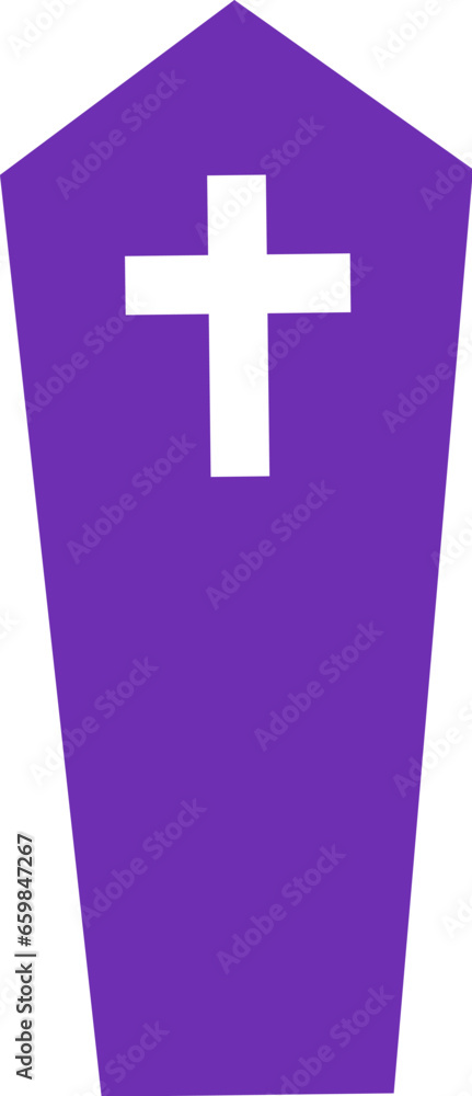 Wooden coffin of deceased flat icon. Holiday festive badge sticker. Decorative coffin element for scrap booking, greeting card, party invitation. Color vector isolated on white background Wooden coffin of deceased flat icon. Holiday festive badge sticker. Decorative coffin element for scrap booking, greeting card, party invitation. Color vector isolated on white background