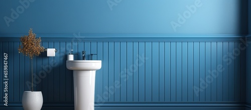 Foto ed small guest toilet with blue walls traditional style