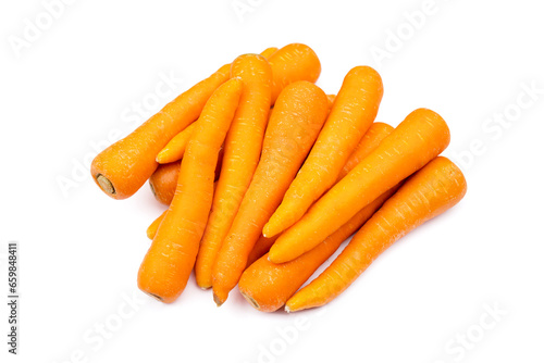 Closeup of carrots on white background