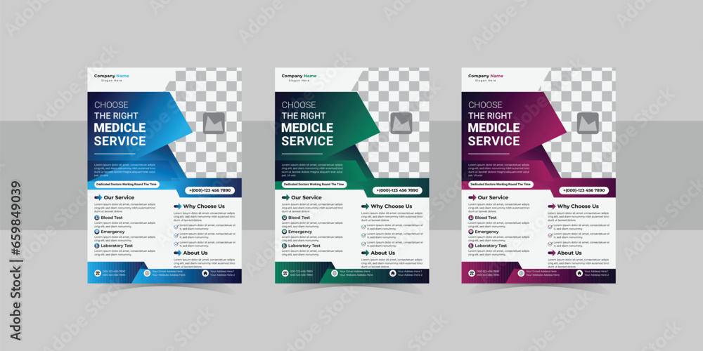 Vector medical healthcare A4 flyer template design