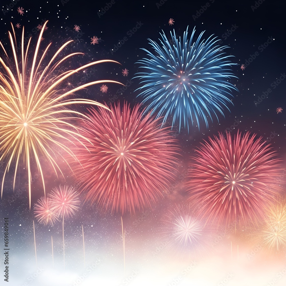 Fototapeta premium A wonderful representation of fireworks. A Generative AI Digital Illustration.