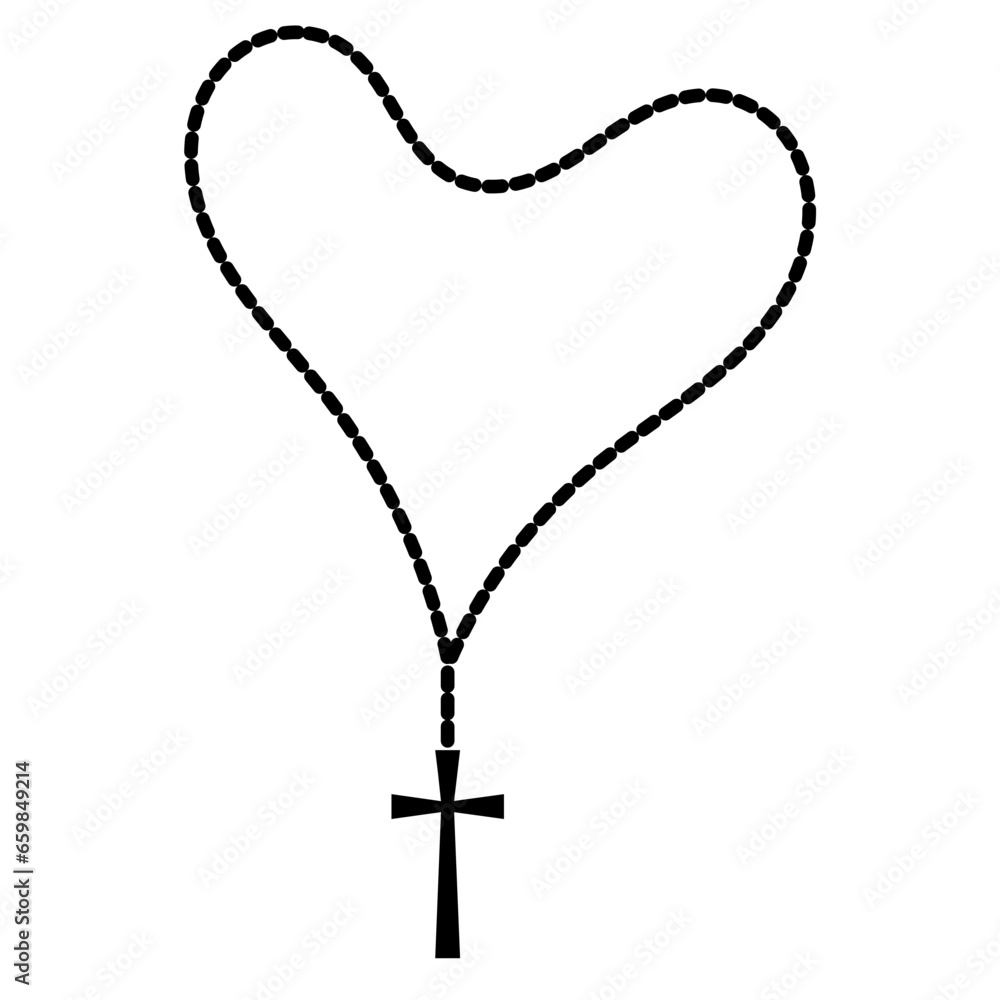 Fototapeta premium Holy Rosary Beads Icons, Christianity Religion Symbol