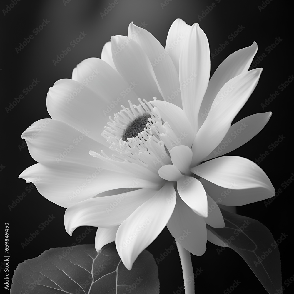 Black and white flower backgrounds. A Generative AI Digital Illustration.