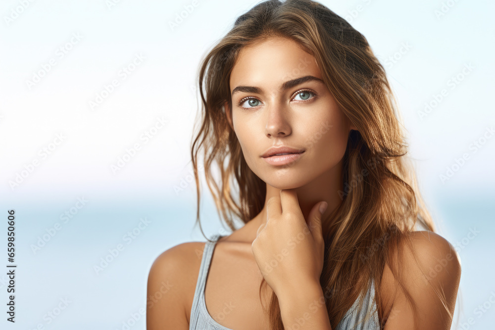 Stunning young woman posing for picture. This versatile image can be used in various contexts.
