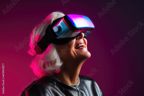 Senior Woman Experiencing Holographic VR Delight © Andrii 
