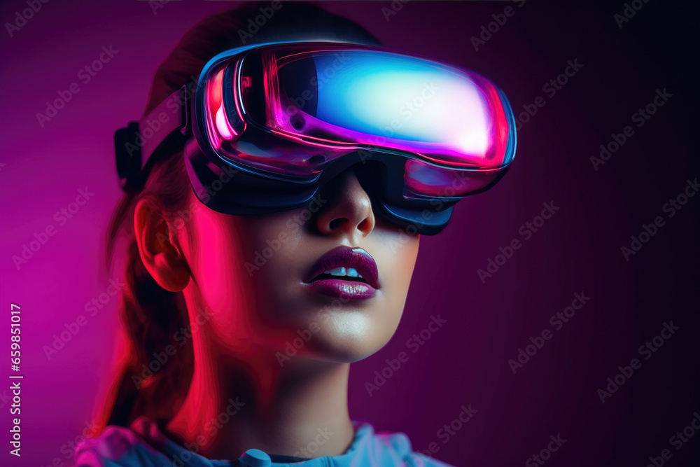 Holographic VR Delight: Close-Up of a 20-Year-Old Holographic VR Delight: Close-Up of a 20-Year-Old