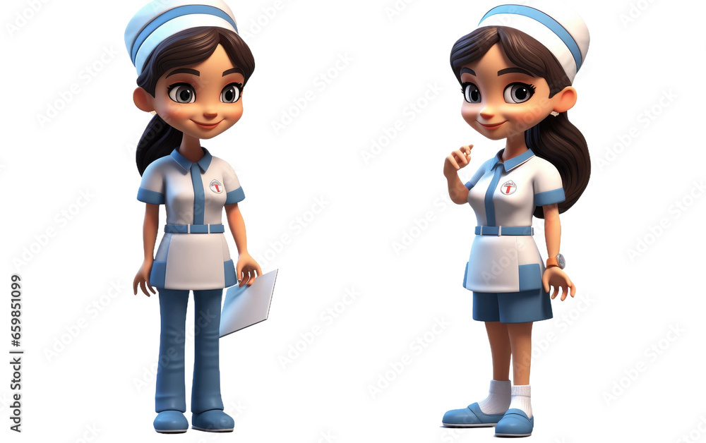 Playful 3D Cartoon Nurse Character transparent PNG