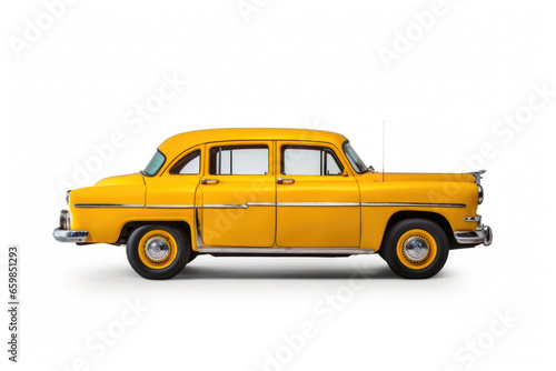 Isolated Yellow Taxi with Copy Space