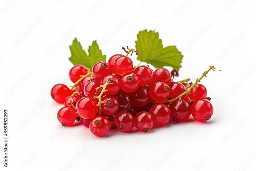Close-up photograph of bunch of vibrant red currants arranged neatly on clean white surface. This image is perfect for food-related projects or any design that requires fresh and colorful touch. Close-up photograph of bunch of vibrant red currants arranged neatly on clean white surface. This image is perfect for food-related projects or any design that requires fresh and colorful touch.