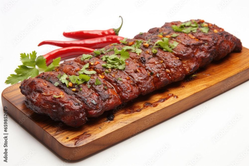 Picture of large piece of meat displayed on wooden cutting board. Perfect for food enthusiasts and butchers. Picture of large piece of meat displayed on wooden cutting board. Perfect for food enthusiasts and butchers.