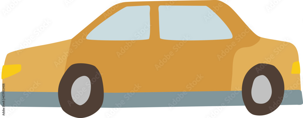 Yellow car, cab. Hand drawn inter graphic object. Transportation concept. Hand drawn taxi vehicle. Isolated vector illustration, flat design. Yellow car, cab. Hand drawn inter graphic object. Transportation concept. Hand drawn taxi vehicle. Isolated vector illustration, flat design.