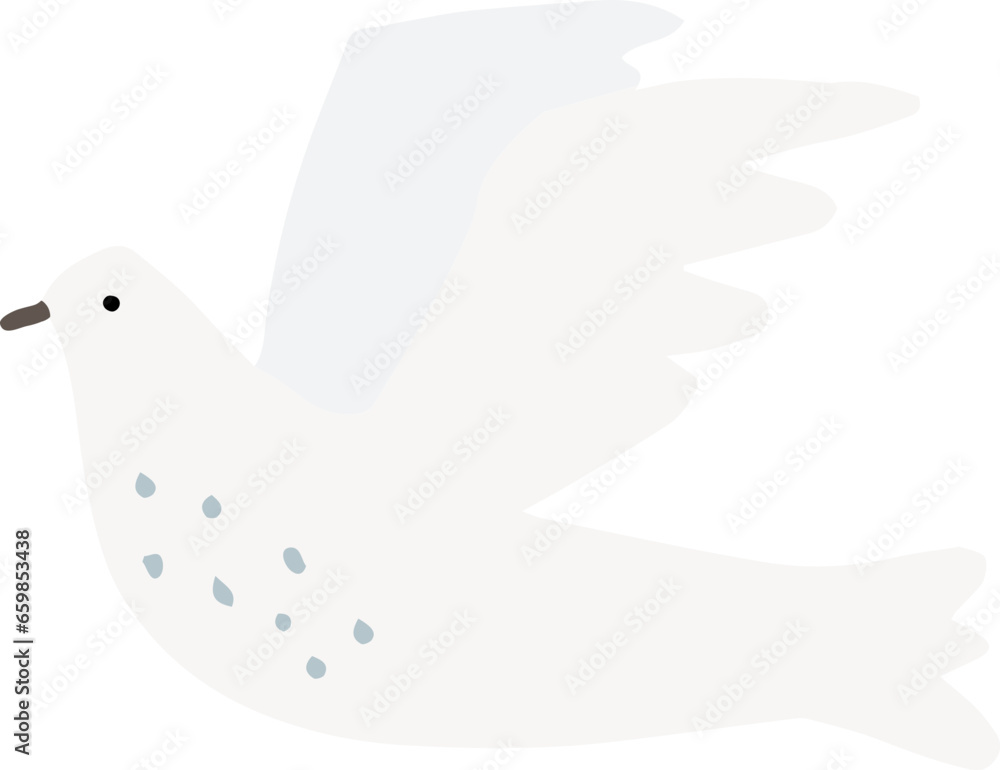 Flying white dove, pigeon illustration. Hand drawn bird isolated on background. Symbol of peace, love. Religious sign. Flat vector icon Flying white dove, pigeon illustration. Hand drawn bird isolated on background. Symbol of peace, love. Religious sign. Flat vector icon