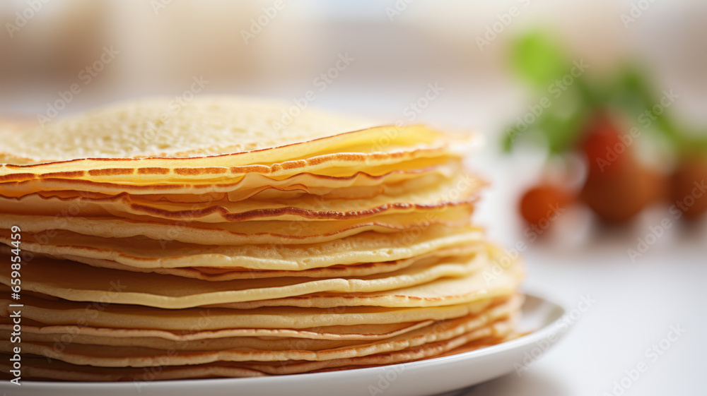 Pancakes stack, traditional Russian pancakes - blini Pancakes stack, traditional Russian pancakes - blini