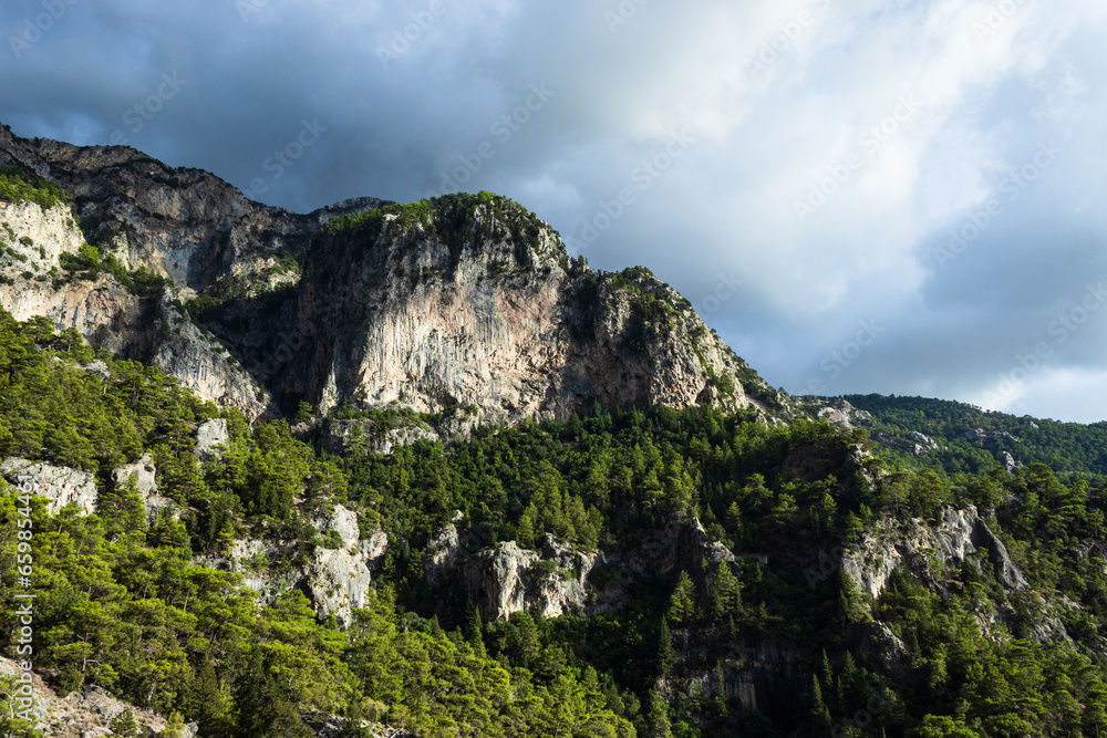High cliffs and forest on the mountain in Mugla Fethiye High cliffs and forest on the mountain in Mugla Fethiye