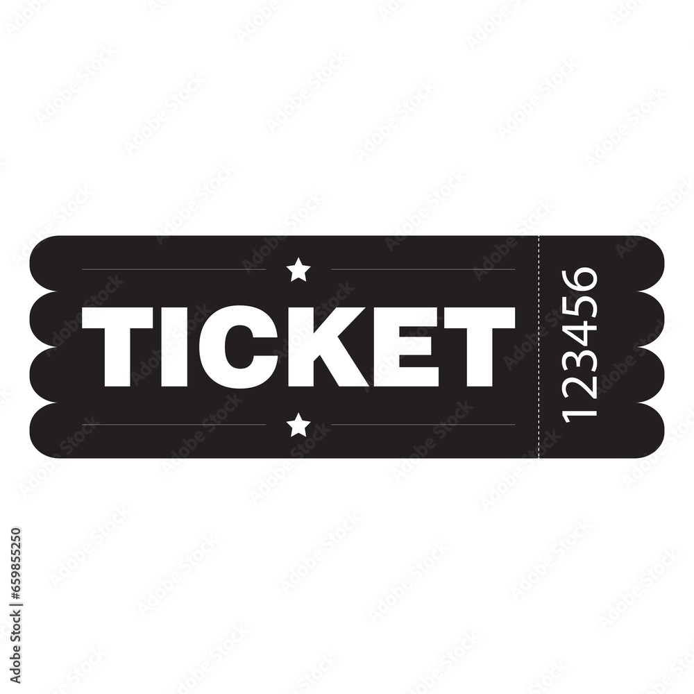 Black raffle ticket icon. Clipart image isolated on white background ...