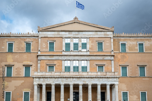 Hellenic Parliament in the Old Royal Palace, overlooking Syntagma Square in Athens photo