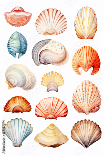 Set of Seashells in hand drawn style isolated on white background © LightoLife