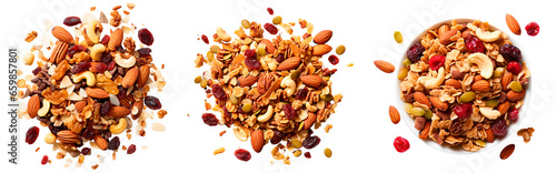 Set of granola, isolated on transparent background