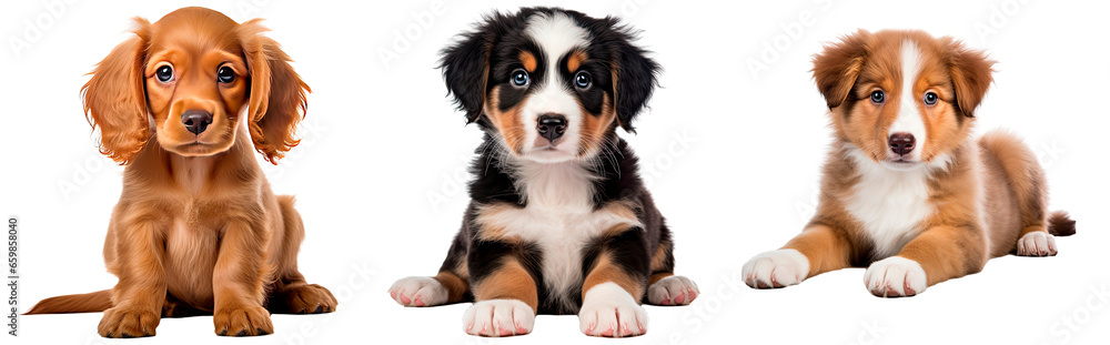 Set of puppy, isolated on transparent background