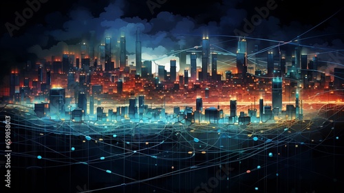 Citt   interconnessa  dispositivi IoT e 5g che rendono la citt   tecnologica  la citt   del futuro