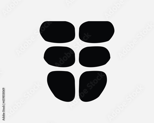 Abs Icon Six Packs 6 Pack Core Muscle Abdominal Strong Body Bodybuilding Bodybuilder Gym Exercise Black White Shape Line Outline Sign Symbol EPS Vector