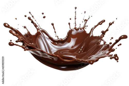 Image of dark chocolate splash isolated on transparent background