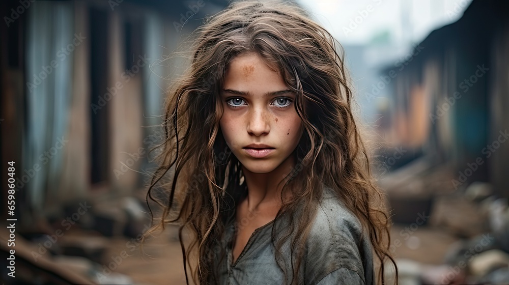 Portrait of a girl in the slums of India