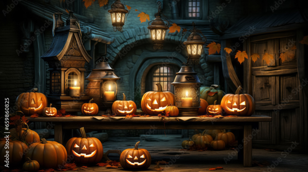 Obraz premium Halloween decorations. AI generation.